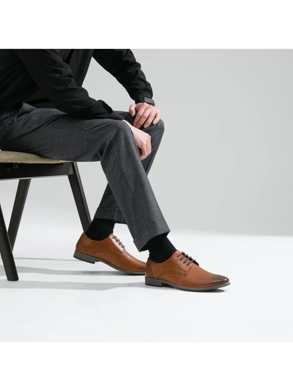 Men's Brown Leather Formal Non Slip Wedding Oxford Derby Dress Causal Shoes
